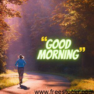 good morning beautiful blue tshirts with jeans wearing women running on road at morning