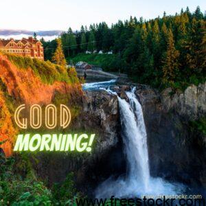 good morning beautiful waterfall near forest