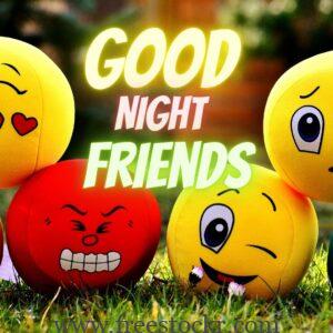 good night meme with tilt-shift lens photography of four emoji, free yellow and one red balls on grass, smilies hd wallpaper