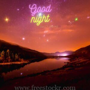 good night meme with nature, night sky, stars, clouds, landscape, horizon,sea,hd wallpaper