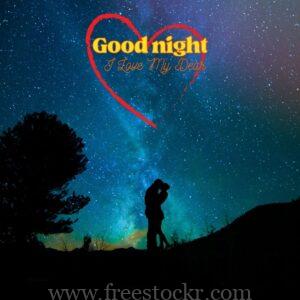 good night meme with silhouette of man kissing on woman forehead, dark,stare,frees, beautiful ,backgraund, hd wallpaper