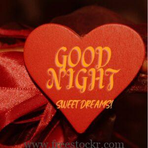 good night meme with red colour heart wallpaper