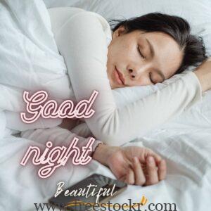 good night meme with cut beautiful women sleeping in white bed,mobile,images,hd wallpaper