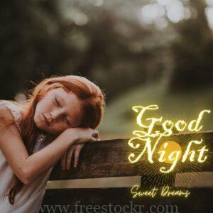 good nighjt meme with beautiful cut girl sleeping in wood bench, images,hd wallpaper